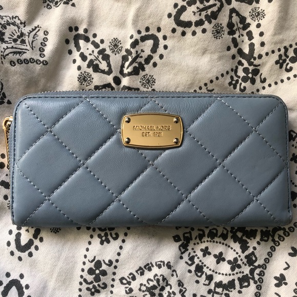 Michael Kors Handbags - Michael Kors Light Blue Quilted Wallet